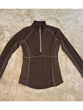 GOODE RIDER 1/2 Zip Performance Pullover Womens Small Brown Equestrian Sun Shirt